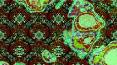 3D çiçekler, eskiz. Yeşil ve kahverengi renklerde. Raster illüstrasyonu.