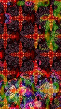 Raster illüstrasyonu. Çizim çiçek deseni duvar kâğıdı olarak kullanılabilir. Kahverengi ve siyah renkte çiçekler.