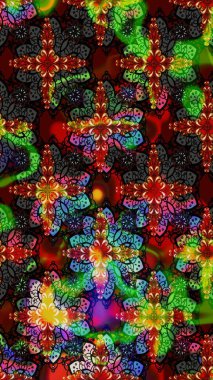 Raster Çiçek İllüstrasyonu 'nun şirin tekstili. Siyah ve kahverengi renkli etnik çiçeklerle zarif bir eskiz deseni..