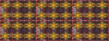 Kahverengi ve yeşil renkte güzel çiçekler, suluboya desenli, duvar kağıdı, kart veya kumaş için fayanslı eskizler. Raster..