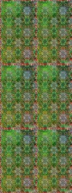 Asya tekstil tarzında. Raster illüstrasyonu. Kusursuz çiçek deseni. Yeşil ve kahverengi renkli çiçekler. Raster illüstrasyonu.