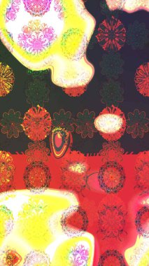 Renkli Bahar Teması eskiz kalıbı. Düz Çiçek Elementleri Tasarımı. Raster Şirin kumaş deseni. Eskiz klasiği.