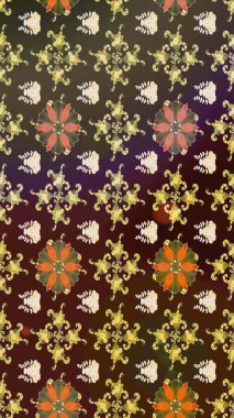 Renkli Bahar Teması eskiz kalıbı. Sevimli çiçek raster deseni. Düz Çiçek Elementleri Tasarımı. Kahverengi ve mor renkte çiçekler.