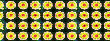 Şirin çiçekli, desenli, sarı ve gri renklerde renkli çizimler. Tekstil için suluboya eskiz deseni. El çizimi çiçek çizimi deseni (fayans)).