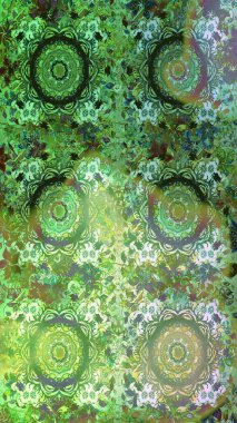 2019 Noel 'i, kar tanesi, yeni yıl. Yeşil ve nötr renklerde altın elementlerle klasik, pürüzsüz desen.