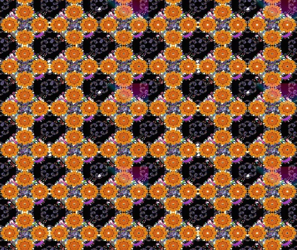 Siyah ve turuncu renkli çiçekler. Çiçekli karalama şeklinde Raster çiçek deseni. Yumuşak, bahar çiçekli arka plan.