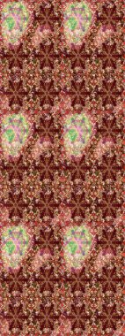 Kusursuz desenli altın elementler. Raster illüstrasyonu. Kahverengi ve kırmızı renklerde Royal retro. Altın şablon. Klasik çiçek dokusu. Kart, duvar kağıdı, ambalaj, tekstil için klasik tasarım.