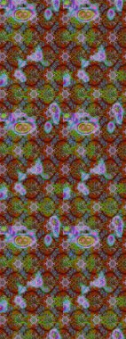 Raster deseni. Bahar çiçekleri dallı desen, kahverengi ve çiçek siluetiyle yeşil renkler.