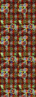 Renkli Yaz Temalı eskiz kalıbı. Düz Çiçek Elementleri Tasarımı. Kahverengi ve kırmızı renkte çiçekler. Çiçekli retro deseni çiz.