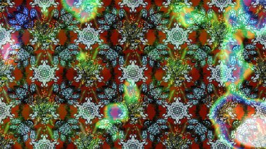 Yeşil ve kahverengi renkli etnik çiçekli zarif eskiz deseni. Raster Çiçek İllüstrasyonu güzel tekstil..