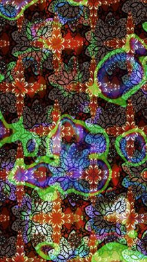 Çiçeksel elementlerle süslenmiş zarif raster dokusu. Küçük çiçekte hoş bir çiçek deseni var. Parlak çiçekli kahverengi ve siyah renkler üzerine soyut çizim deseni.