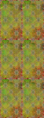 Soyut etnik raster kusursuz desen. Yeşil ve kahverengi renkli vadi çiçekleri. Çiçekler..