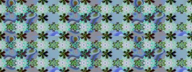 Mavi ve gri renkler üzerine çiçek desenli çizimler, el yapımı papatyalar, papatyalar. Tekrarlayan çiçek arkaplanı, zarif mavi ve gri çiçek duvar kağıdı.