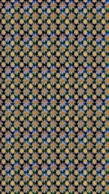 Renkli Bahar Temalı Kusursuz Arkaplan. Raster illüstrasyonunda kusursuz çiçek deseni. Mavi ve bej renkli çiçekler. Düz Çiçek Elementleri Tasarımı.