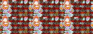 Tomurcukları papatya çiçekleri olan sevimli bir çiçek deseni. Eskiz geçmişi. Raster illüstrasyonu. Kumaş, tekstil, duvar kağıdı baskısı için. Eski usul. Miles Fleur, dandik süs.