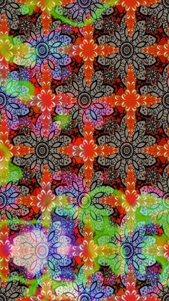 Şekil verilmiş çiçeklerle eskiz deseni. Çiçek deseni duvar kağıdı, desen dolguları ve web sayfası arka planı için kullanılabilir. Süslü zentangle çizim dokusu, soyut çiçeklerle süslenmiş..