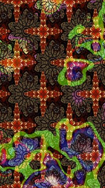 3D çiçekler, eskiz. Kahverengi ve siyah renklerde. Raster illüstrasyonu.