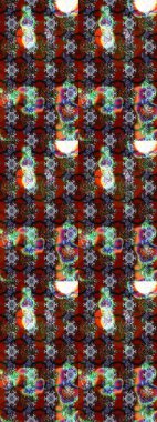 Hint süsü. Renkli süs kenarı. Kahverengi ve kırmızı renklerde. Çiçek duvar kağıdı. Çizim kalıbı. Raster illüstrasyonu.