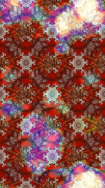 Çiçek desenli eskiz, yaz çiçekleri. Kahverengi ve kırmızı renkte çiçekler. Renkli Bahar Teması eskiz kalıbı. Düz Çiçek Elementleri Tasarımı.