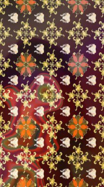 Renkli Bahar Teması eskiz kalıbı. Kahverengi ve bej renkli çiçekler. Raster illüstrasyonundaki çiçek desenli çizim. Düz Çiçek Elementleri Tasarımı.