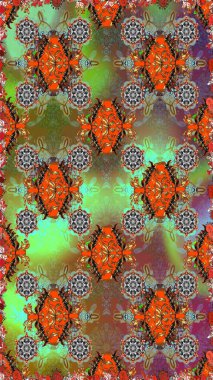 Yapraklı çiçekler ve kahverengi ve yeşil renklerde papatya çiçekleri. Kusursuz bir arka plan modeli. Raster - stok.