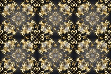 Gri, kahverengi ve bej renklerde altın rengi ve altın elementler. Noel, kar tanesi, yeni yıl. Gri, kahverengi ve bej renklerde, altın elementlerle kusursuz klasik desen.