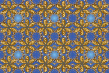 Kusursuz klasik altın desen. Raster geleneksel oryantasyon süsü. Altın desenli mavi, kahverengi ve sarı altın elementli.