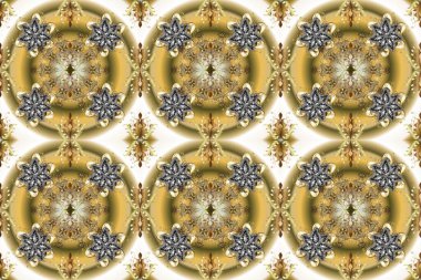 Raster illüstrasyonu. Tarafsız, bej ve kahverengi renklerde altın. Dekoratif simetri arabesk. Doğum günü kartı, davetiye ya da afiş için iyidir. Kusursuz ortaçağ çiçek desenleri..