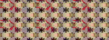 Parlak çiçekli bej renkler üzerine soyut çizim deseni. Çiçeksel elementlerle süslenmiş zarif raster dokusu. Küçük çiçekte şirin bir çiçek deseni var..