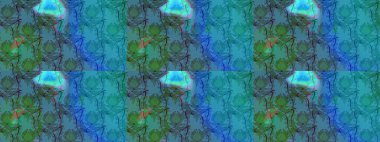 Raster illüstrasyonu. Mavi ve yeşil renkli çiçekler. Çiçek desenli eskiz, vuruşlar, sıçramalar, yaz çiçekleri..