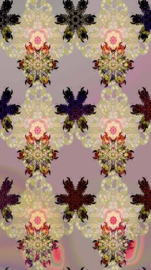 Tekstil için figür. Şirin, zarif çiçekler Raster illüstrasyonu. Davetiye ve kartpostal tasarımı için dekoratif çiçek unsurları. Poster ya da kapak için arka plan. Yapraklı çizim deseni.