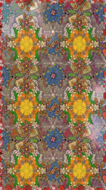 Kahverengi ve nötr renklerde çiçekler. Düz Çiçek Elementleri Tasarımı. Sevimli çiçek raster deseni. Renk Bahar Teması eskiz şablonu.