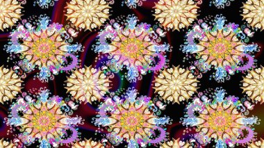 Çiçek ve yapraklı çiçek deseni. Küçük çiçekli şirin bir desen. Raster illüstrasyonu.