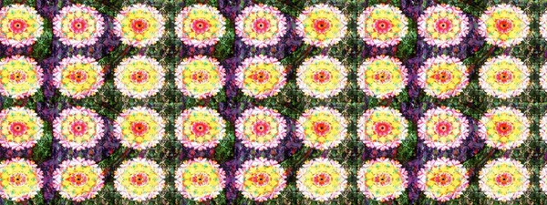 Düz Çiçek Elementleri Tasarımı. Renkli Bahar Teması eskiz kalıbı. Raster illüstrasyonundaki çiçek desenli çizim. Sarı ve yeşil renkte çiçekler.