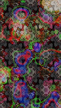 Poster ya da kapak için arka plan. Tekstil için figür. Şirin, zarif çiçekler Raster illüstrasyonu. Davetiye ve kartpostal tasarımı için dekoratif çiçek unsurları. Yapraklı çizim deseni.