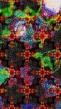 Retro tekstil tasarım koleksiyonu. El çizimi çiçek unsurları olan soyut çizim raster deseni. Siyah ve gri üzerine siyah ve gri. 1950-1960 motifleri. Çiçekli ipek eşarp..