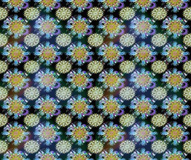 Renkli mavi ve tarafsız bir desen. Mavi ve nötr renklerde çiçekler. Tekstil ve kapak tasarımı için mükemmel. Doodle tarzı. El çizimi pürüzsüz sonbahar çiçekleri deseni.