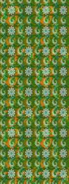 Ağaç dallı bahar çiçekleri ile desen, yeşil ve kahverengi renkler ile çiçek silueti. Raster deseni.