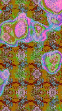 Renkli şirin çiçek deseni. Renkli Bahar Teması eskiz kalıbı. Düz Çiçek Elementleri Tasarımı. Raster Modaya uygun kumaş deseni.