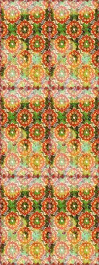 Duvar kâğıdı barok, İspanyol kumaşı. Kusursuz raster arka plan. Kusursuz çiçek deseni. Turuncu ve kahverengi renklerde grafiksel, kusursuz desen.