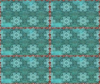 Çiçekler, yaprakları ile halk tarzında Dikişsiz çiçek deseni. Raster Illustration. El çizilmiş.