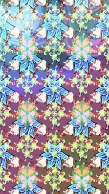 Düz Çiçek Elementleri Tasarımı. Raster illüstrasyonu. Çiçekli çiçek deseni, suluboya. Tarafsız ve mavi renkte çiçekler. Renkli Bahar Teması çizim şablonu.