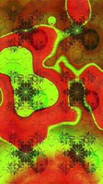 Raster illüstrasyonu. Kahverengi renkli güzel bir tekstil. Suluboya çiçekli çiçek deseni.