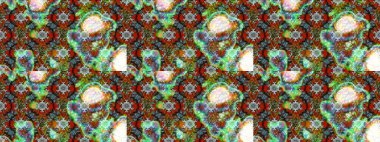 Raster illüstrasyonundaki çiçek desenli çizim. Yeşil ve kahverengi renkli çiçekler. Renkli Bahar Teması eskiz kalıbı. Düz Çiçek Elementleri Tasarımı.