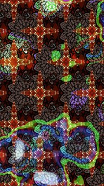 Küçük çiçekteki sevimli çiçek deseni. Varicolobrown ve siyah raster çizimi. Birçok kahverengi ve siyah soyut çiçekli tropikal çizim deseni.