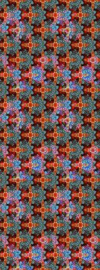 Çiçekli ipek eşarp. Retro tekstil tasarım koleksiyonu. Açık. 1950-1960 motifleri. El çizimi çiçek elementleri ile soyut çizim raster deseni.