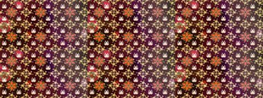 Suluboya, elle çizilmiş. Raster - stok. Vadinin çiçekleri kahverengi ve mor renklerde. Taslak arkaplan deseni.