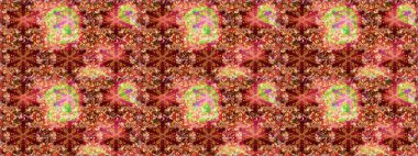 Altın şablon. Raster illüstrasyonu. Kart, duvar kağıdı, ambalaj ve tekstil için klasik tasarım. Kusursuz desenli altın elementler. Klasik çiçek dokusu. Kırmızı ve kahverengi renklerin kraliyet retro 'su.