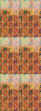 Klasik klasik klasik arka plan. Kusursuz klasik raster altın desenli. Kahverengi ve turuncu renklerde altın elementlerle kusursuz desen. Raster illüstrasyonu. Geleneksel oryantasyon süsü.