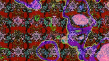 Raster illüstrasyonundaki çiçek desenli çizim. Güzel kumaş deseni. Renkli Bahar Teması eskiz kalıbı. Düz Çiçek Elementleri Tasarımı.